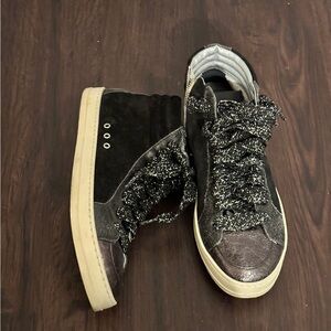 P448 Black and Silver High-Top Sneakers